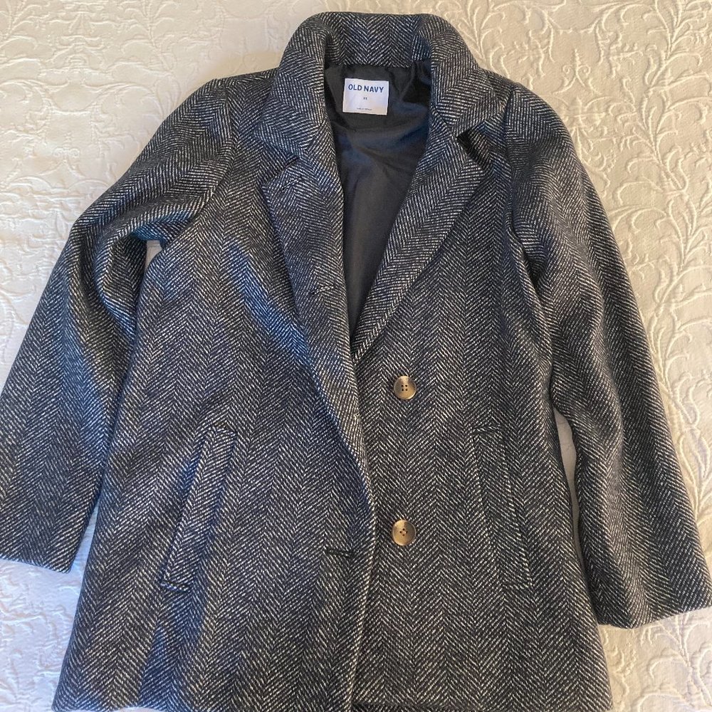 Textured Houndstooth Black / White Coat, XS, NEW!